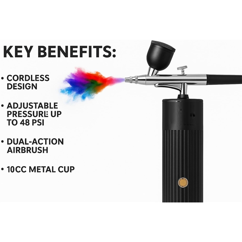 Airbrush Compressor Kit - MOPHE-Cordless Airbrush Set, Rechargeable Compressor 48