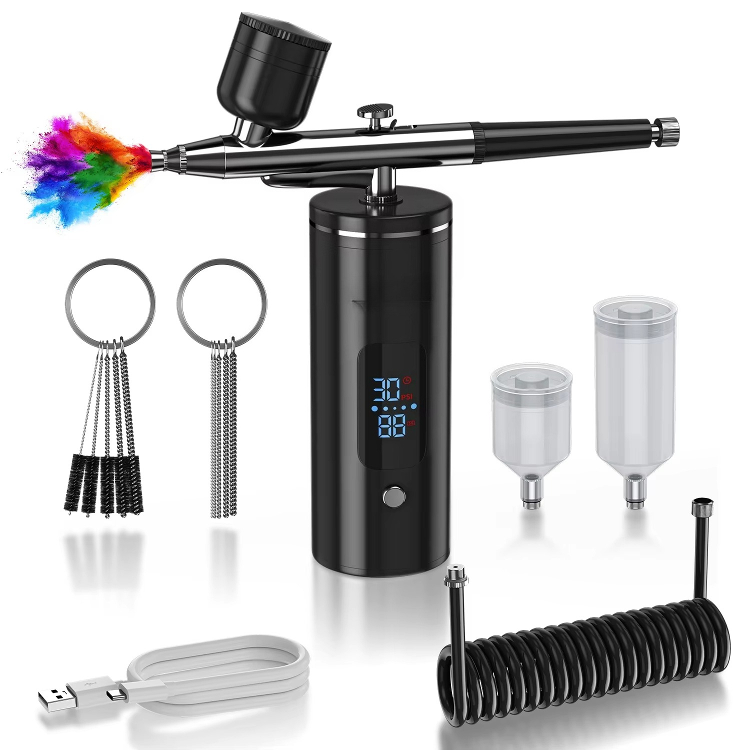 Airbrush Compressor Kit - Rechargeable Cordless Airbrush Kit with Compressor