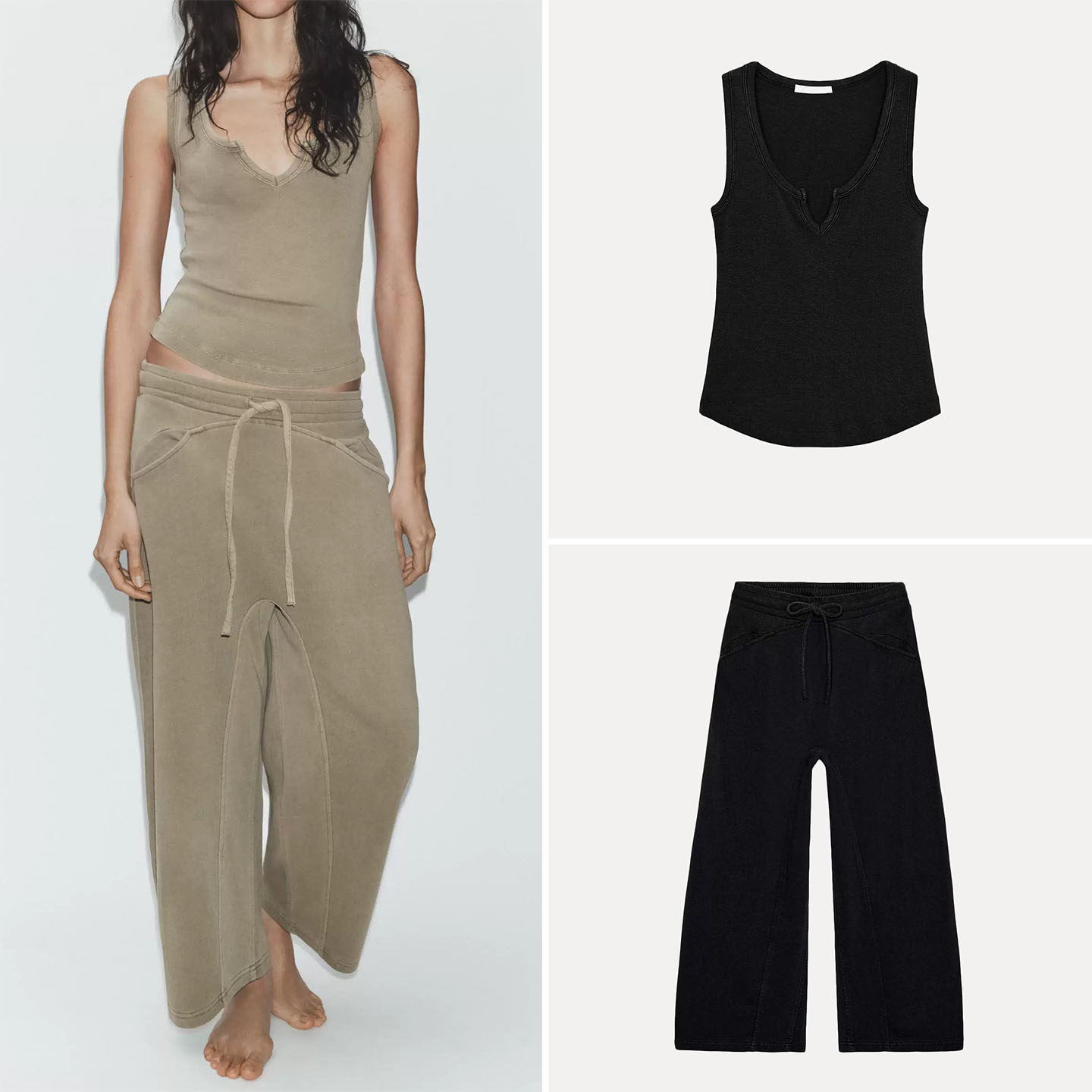 Wash Effect Set - Women's round Neck Sleeveless Washed Effect