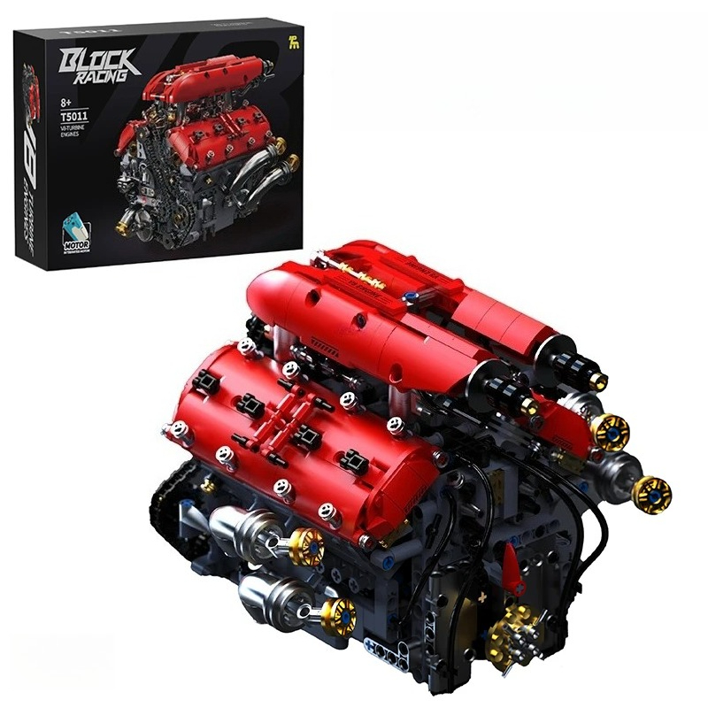 Model Kit V8 Engine - T5011 1370pcs Simulation V8 Turbo Engine