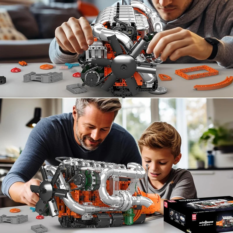 Model Kit V8 Engine - Mould King 10200 V8 Twin-Turbo Truck