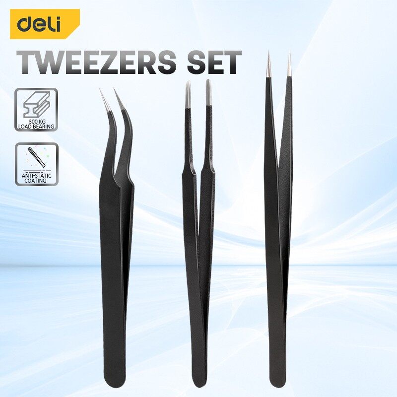 Model Kit Tweezers - Deli 3PCS Tweezers Set Upgraded Stainless