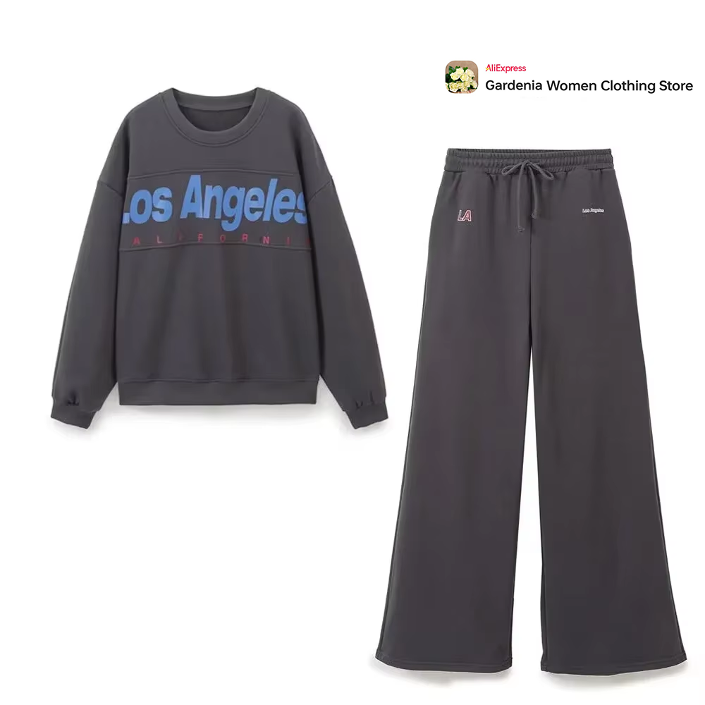 Wash Effect Set - Women Dark Gray Sports Suit Jogger