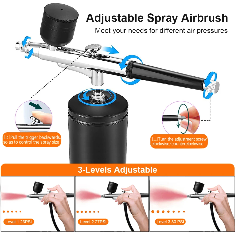 Portable airbrush set with com - đánh giá và giá Airbrush Compressor Kit