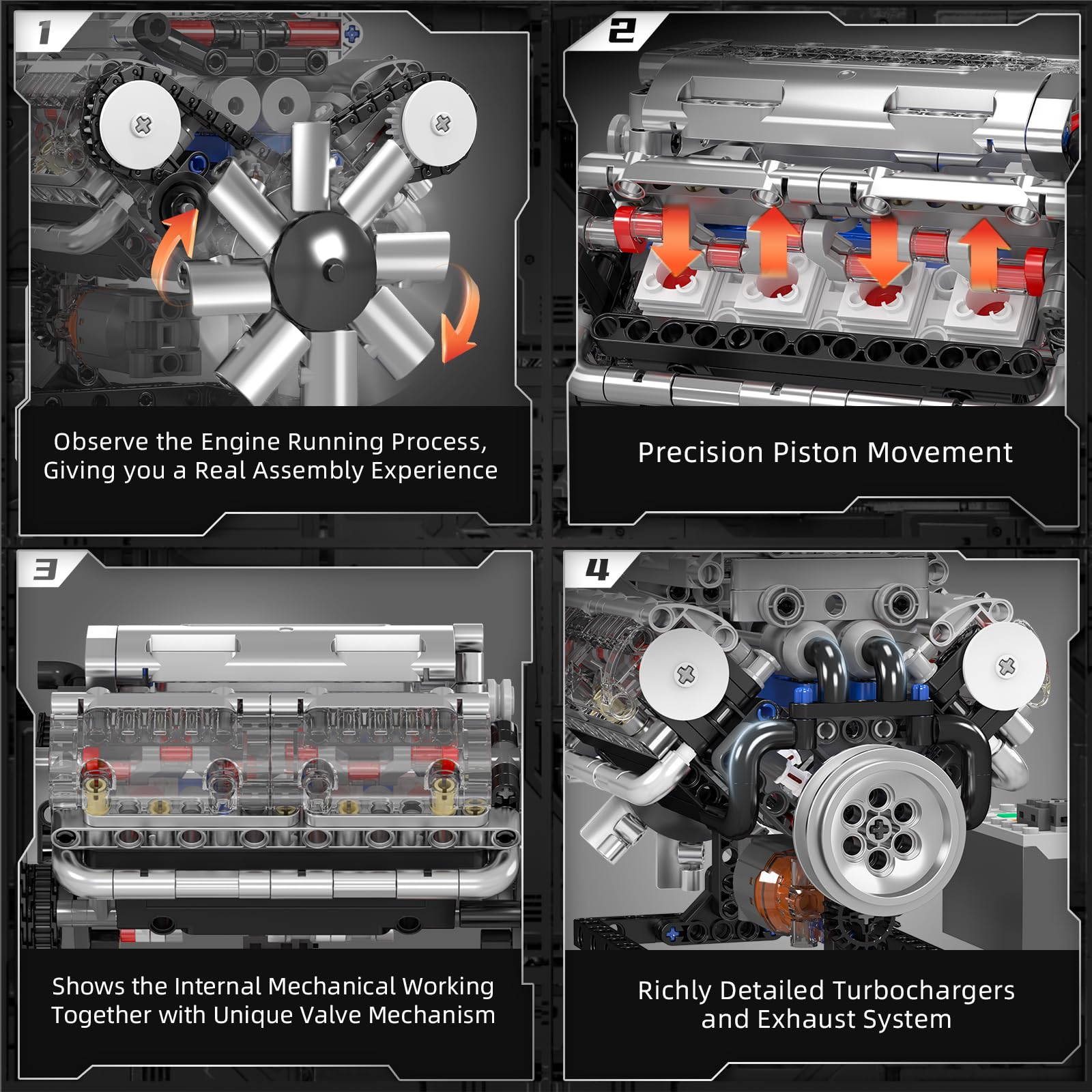 Mould King 10088 V8 Engine Bui - đánh giá và giá Model Kit V8 Engine