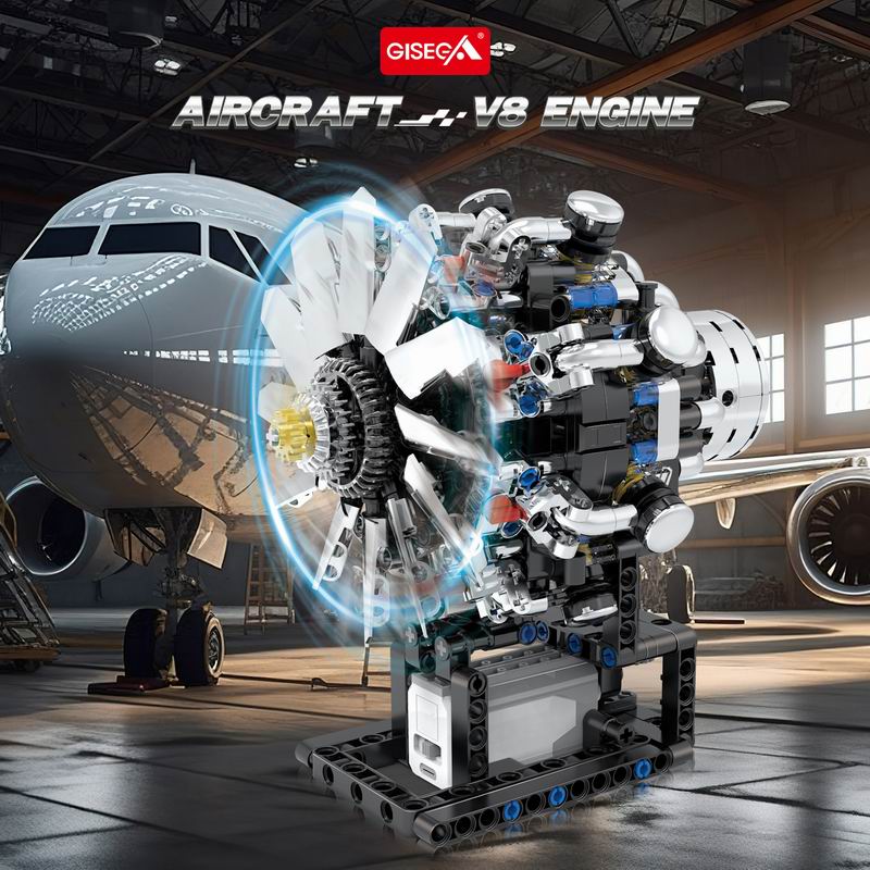 G8910 Aviation V8 Engine 558pc - đánh giá và giá Model Kit V8 Engine