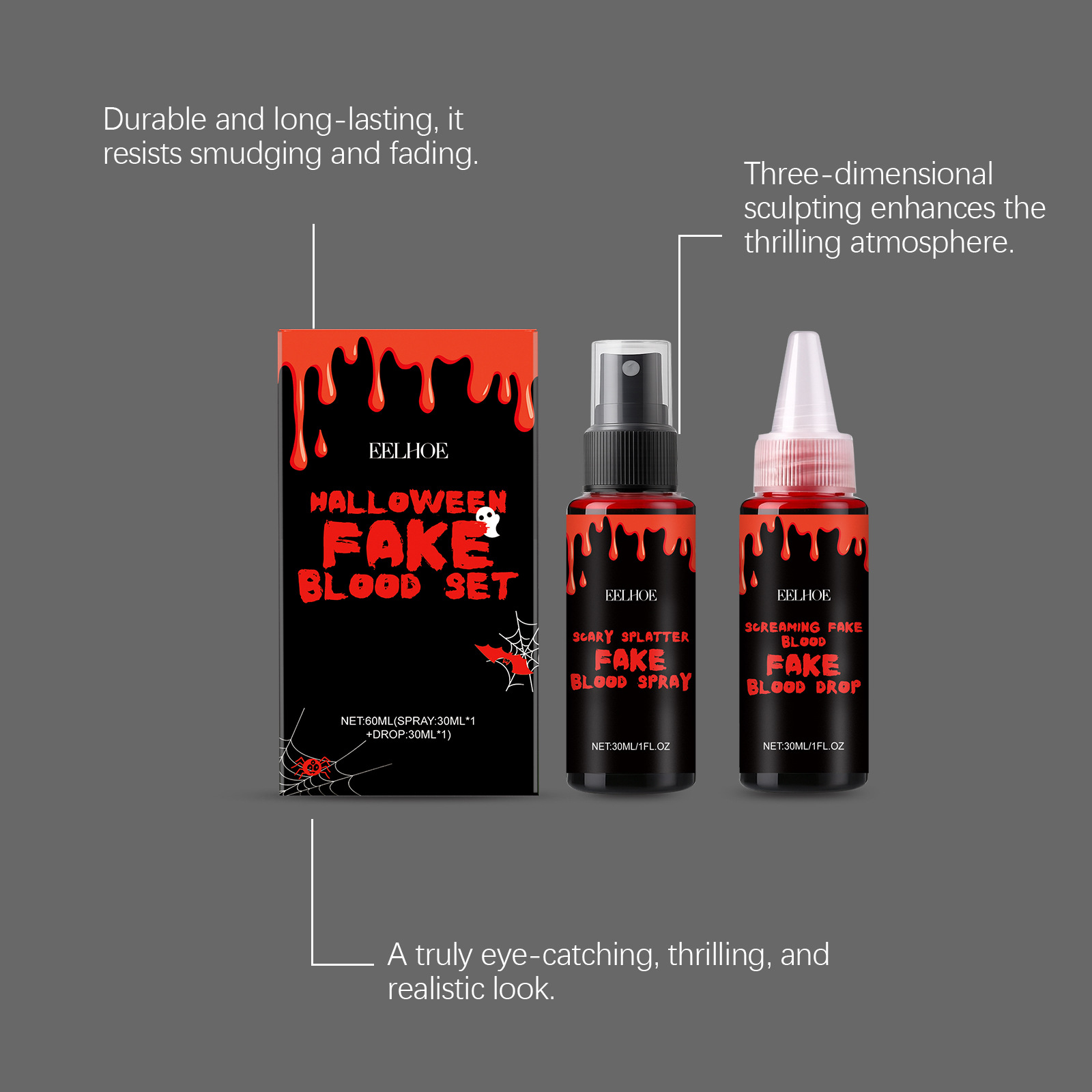 3PCS Halloween Fake Blood Set  - đánh giá và giá Wash Effect Set