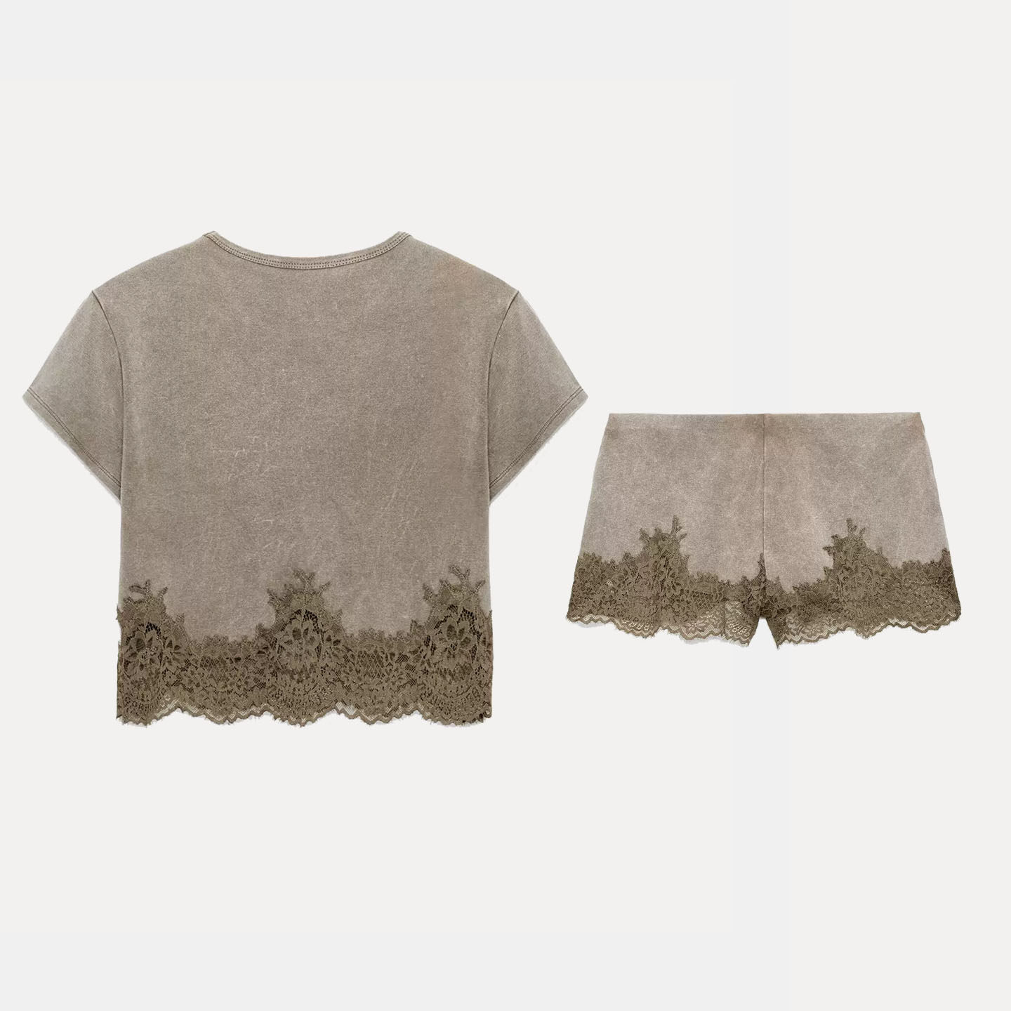 Women's Short Sleeve Ruffle He - đánh giá và giá Wash Effect Set