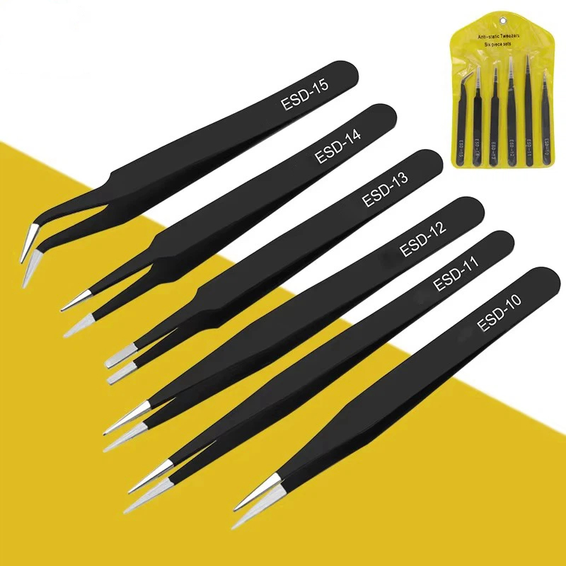 6pcs anti-static stainless ste - đánh giá và giá Model Kit Tweezers