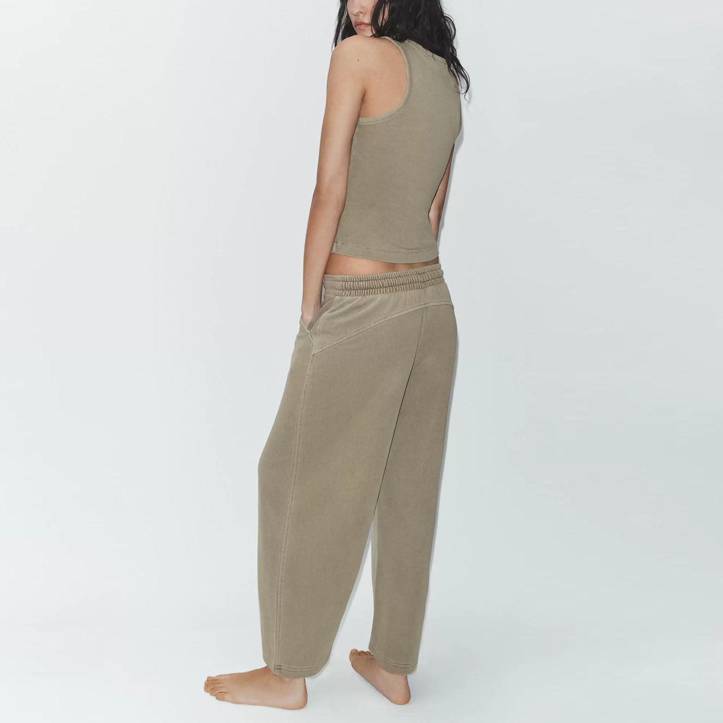 Women's round Neck Sleeveless  - đánh giá và giá Wash Effect Set