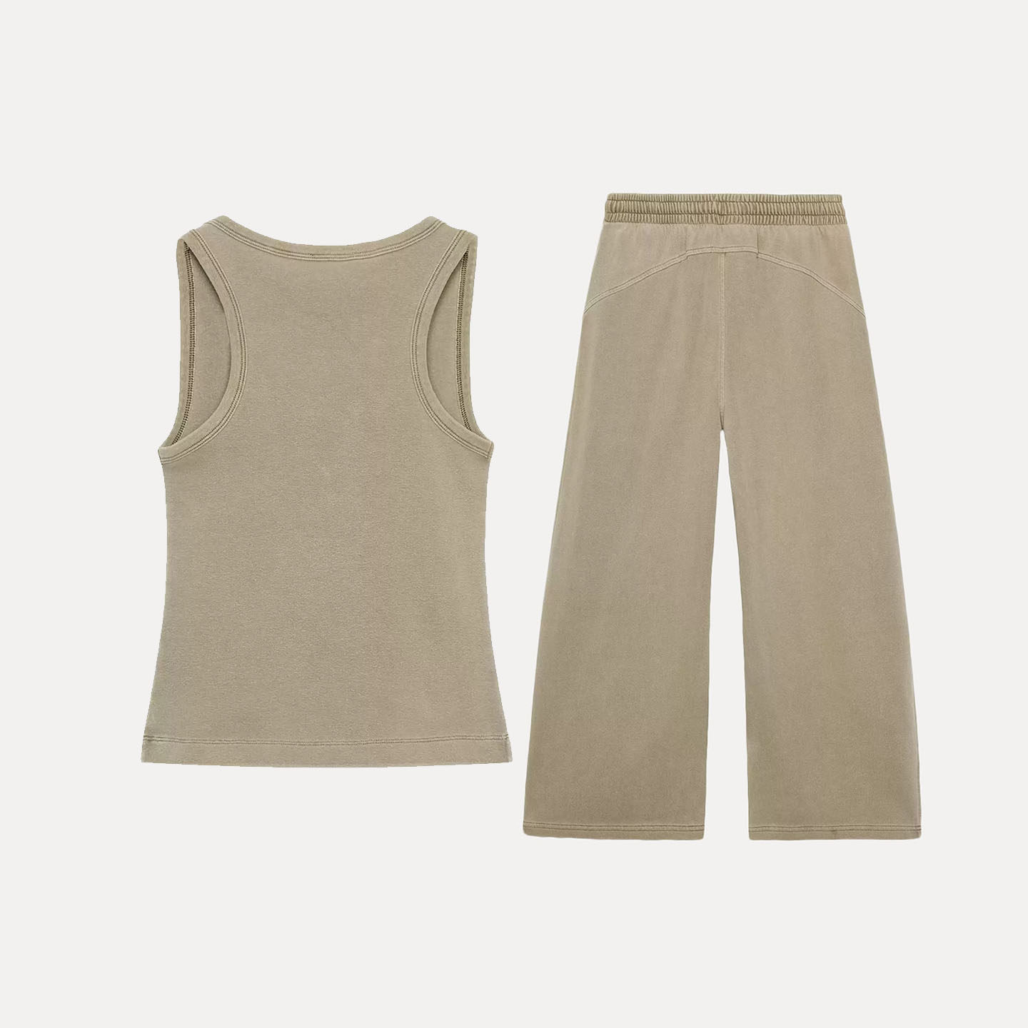 Women's round Neck Sleeveless  - đánh giá và giá Wash Effect Set