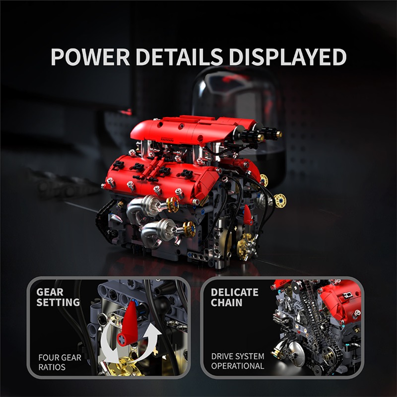 T5011 1370pcs Simulation V8 Tu - đánh giá và giá Model Kit V8 Engine