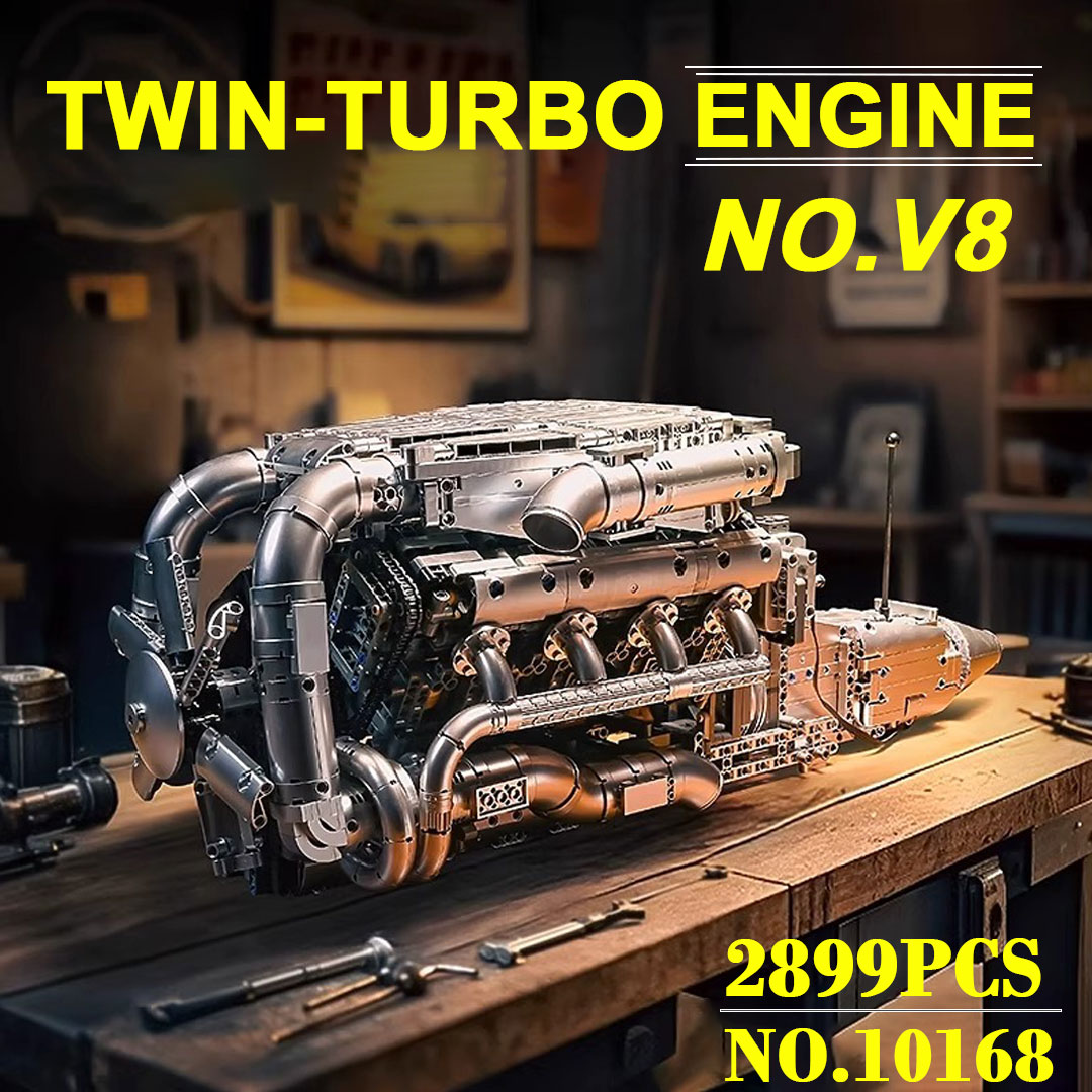 Mould King 10168 V8 Twin Turbo - đánh giá và giá Model Kit V8 Engine